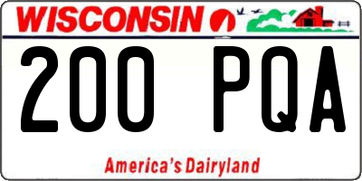 WI license plate 200PQA
