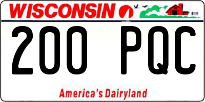 WI license plate 200PQC