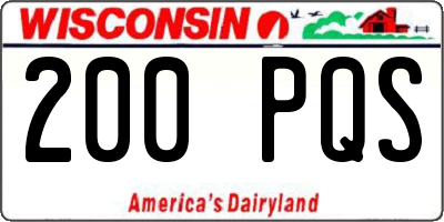 WI license plate 200PQS