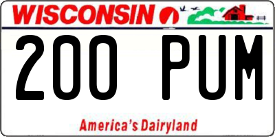 WI license plate 200PUM