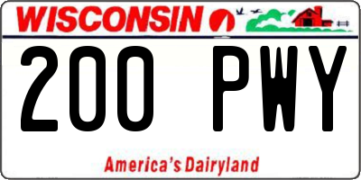 WI license plate 200PWY