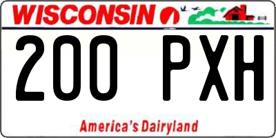 WI license plate 200PXH
