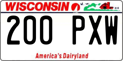 WI license plate 200PXW