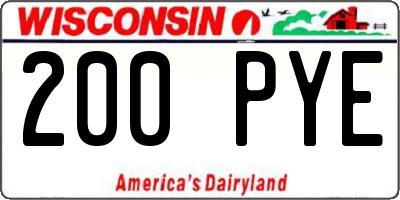WI license plate 200PYE