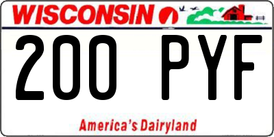 WI license plate 200PYF