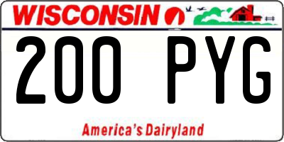 WI license plate 200PYG