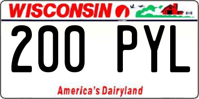 WI license plate 200PYL