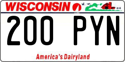 WI license plate 200PYN