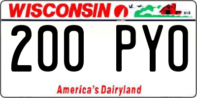 WI license plate 200PYO