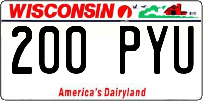 WI license plate 200PYU