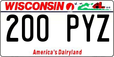 WI license plate 200PYZ