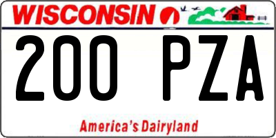 WI license plate 200PZA