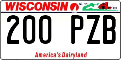 WI license plate 200PZB