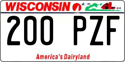 WI license plate 200PZF