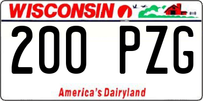 WI license plate 200PZG