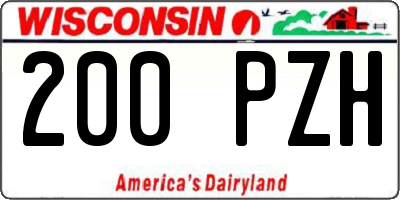WI license plate 200PZH