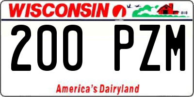 WI license plate 200PZM