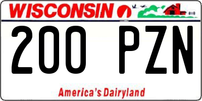 WI license plate 200PZN