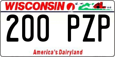 WI license plate 200PZP