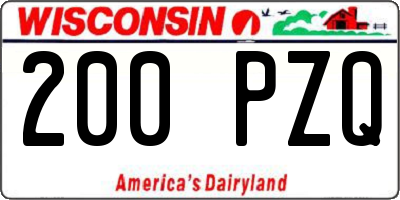 WI license plate 200PZQ