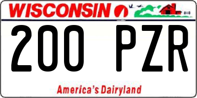 WI license plate 200PZR