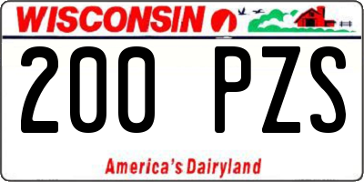 WI license plate 200PZS