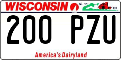 WI license plate 200PZU
