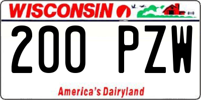 WI license plate 200PZW