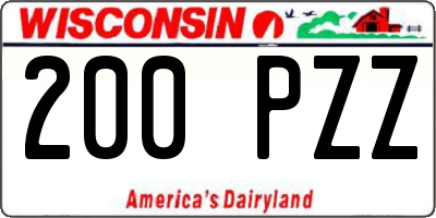 WI license plate 200PZZ