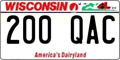 WI license plate 200QAC