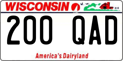 WI license plate 200QAD