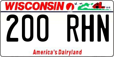 WI license plate 200RHN