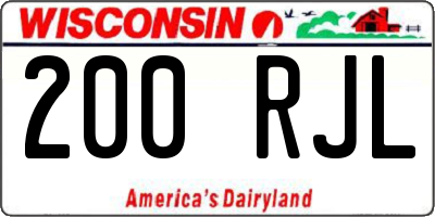 WI license plate 200RJL