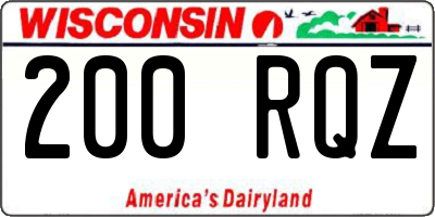 WI license plate 200RQZ