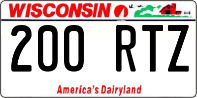 WI license plate 200RTZ