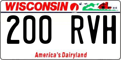 WI license plate 200RVH