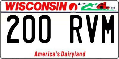 WI license plate 200RVM