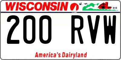WI license plate 200RVW