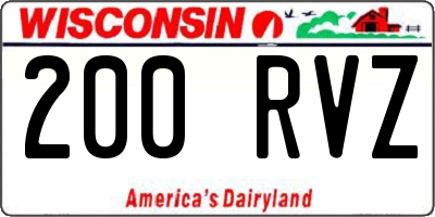 WI license plate 200RVZ