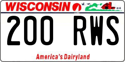 WI license plate 200RWS