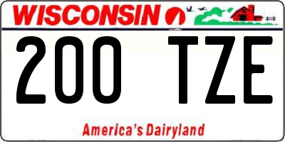 WI license plate 200TZE