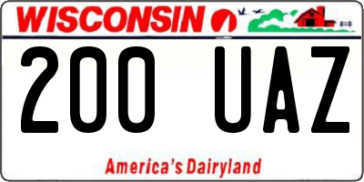 WI license plate 200UAZ