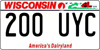 WI license plate 200UYC