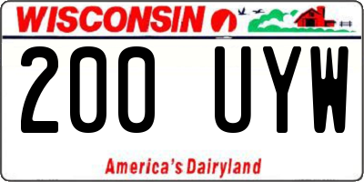 WI license plate 200UYW