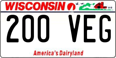 WI license plate 200VEG