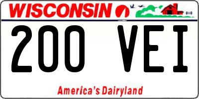 WI license plate 200VEI
