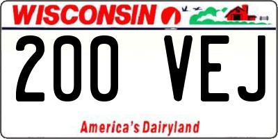 WI license plate 200VEJ