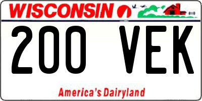 WI license plate 200VEK