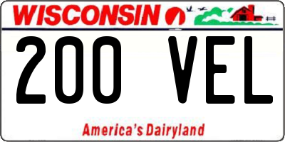 WI license plate 200VEL