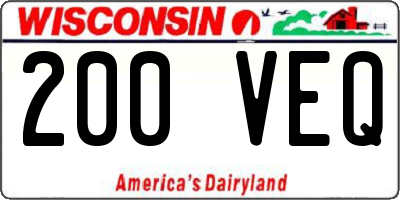 WI license plate 200VEQ